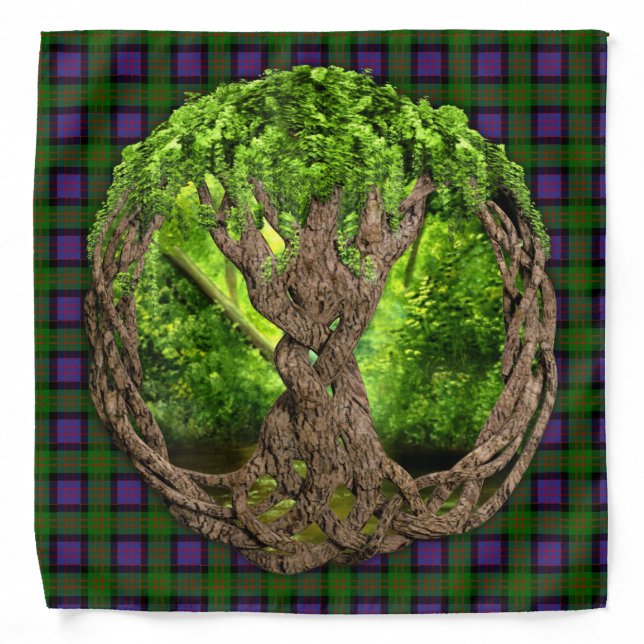 Clan MacDonald of the Isles Tartan And Celtic Tree Bandana (Front)