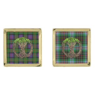 Clan MacDonald of the Isles Tartan And Celtic Tree Cufflinks
