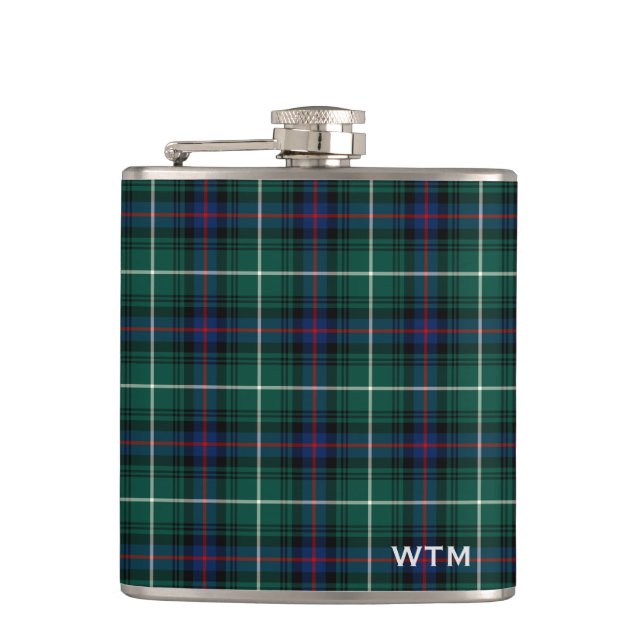 Clan MacDonald of the Isles Tartan Monogram Flask (Front)