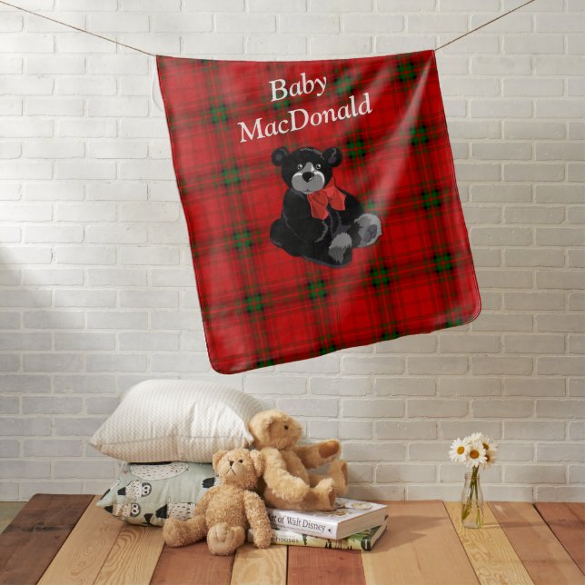 Clan MacDonald Red Tartan Plaid Baby Blanket (In Situ)