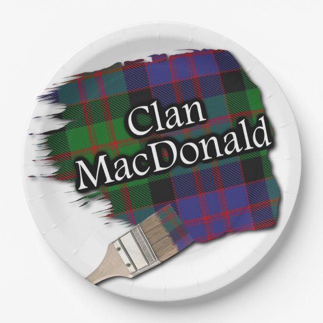 Clan MacDonald Scottish Tartan Paint Brush Paper Plates (Front)