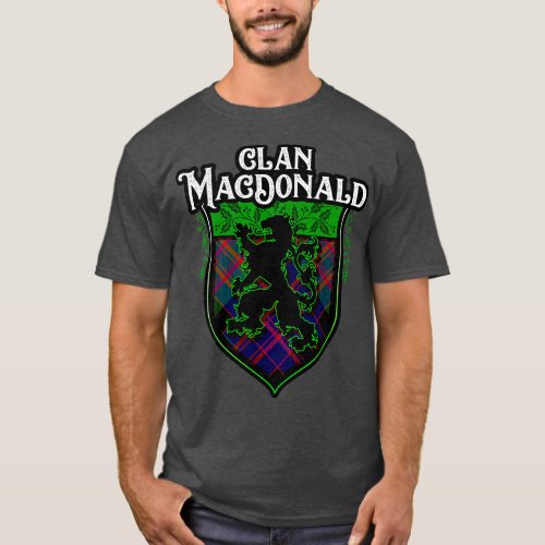 Clan MacDonald Surname Scottish Tartan Lion T_Shirt