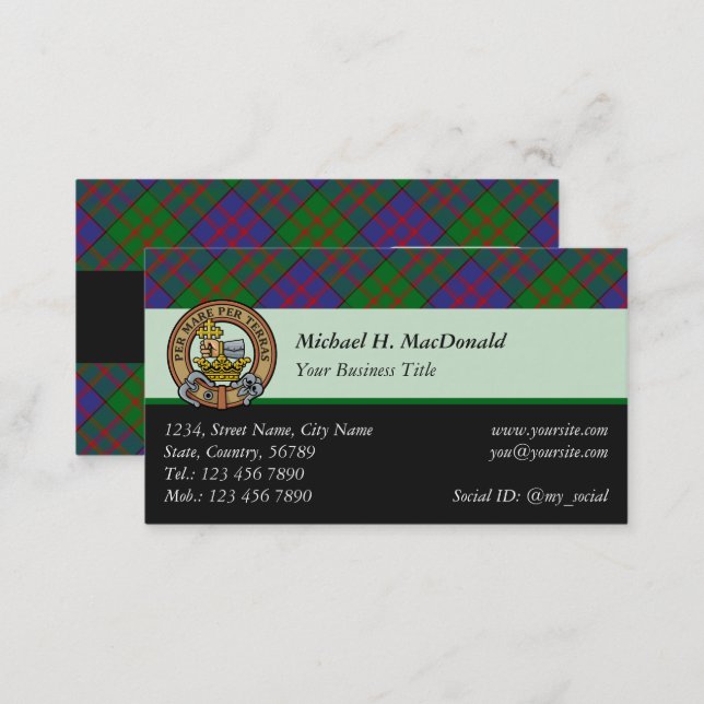 Clan MacDonald Tartan Business Card (Front/Back)