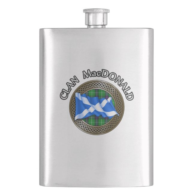 Clan MacDonald Tartan & Flag Flask (Front)