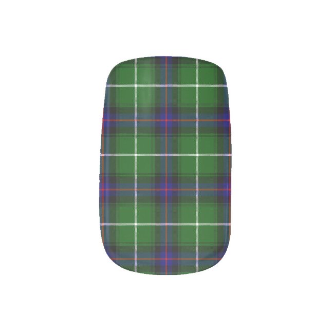 Clan MacDonald Tartan Minx Nail Art (Left Thumb)