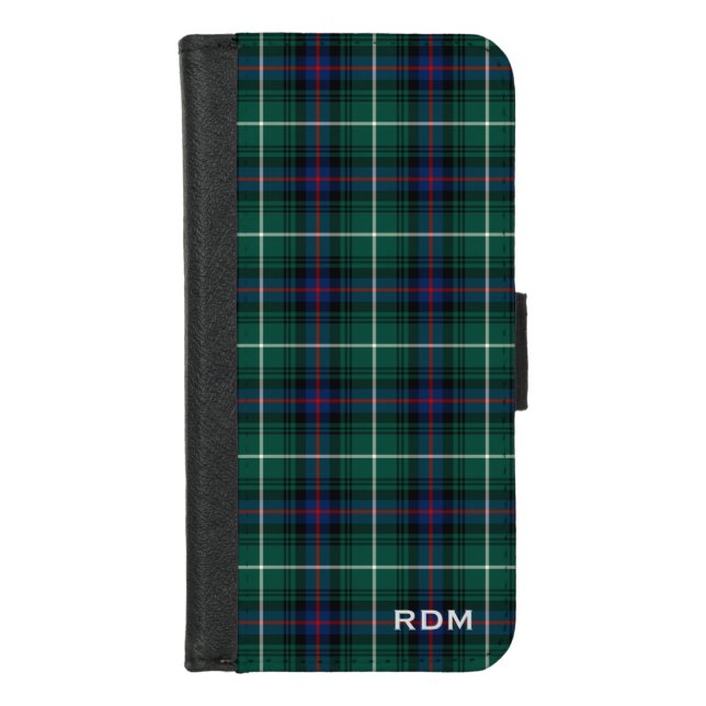 Clan MacDonald Tartan Scottish Plaid Monogram iPhone Wallet Case (Front)