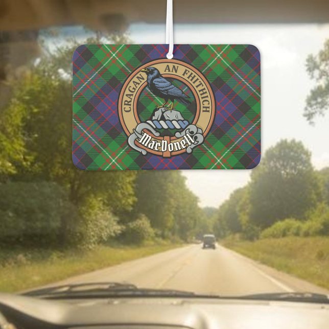 Clan MacDonell of Glengarry Crest over Tartan Air Freshener (Creator Uploaded)