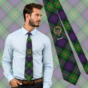 Clan MacDonell of Glengarry Crest over Tartan Neck Tie