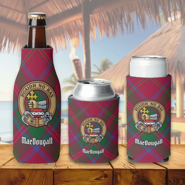Clan MacDougall Crest over Tartan Bottle Cooler (Creator Uploaded)