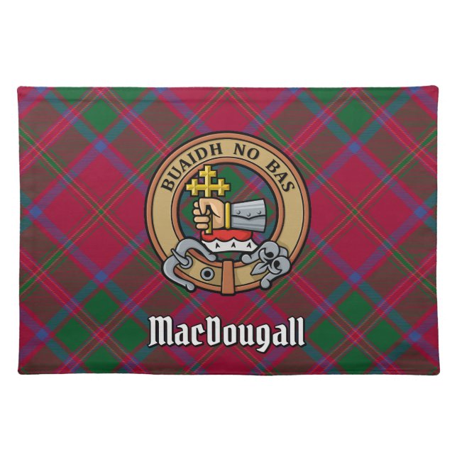 Clan MacDougall Crest over Tartan Cloth Placemat (Front)