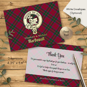 Clan MacDougall Crest over Tartan Foil Invitation Postcard