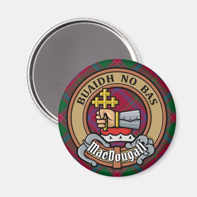 Clan MacDougall Crest over Tartan Magnet (Front/Back)