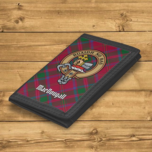 Clan MacDougall Crest over Tartan Trifold Wallet (Creator Uploaded)