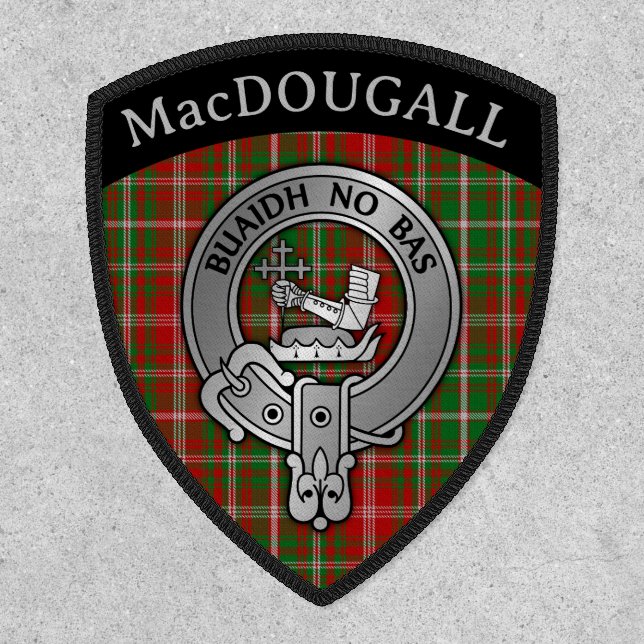 Clan MacDougall Crest & Tartan Shield Patch (Front)