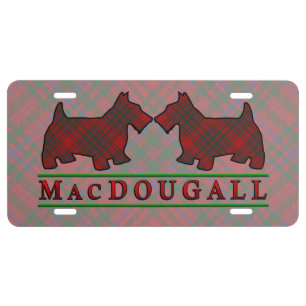 Clan MacDougall Tartan Scottie Dogs License Plate