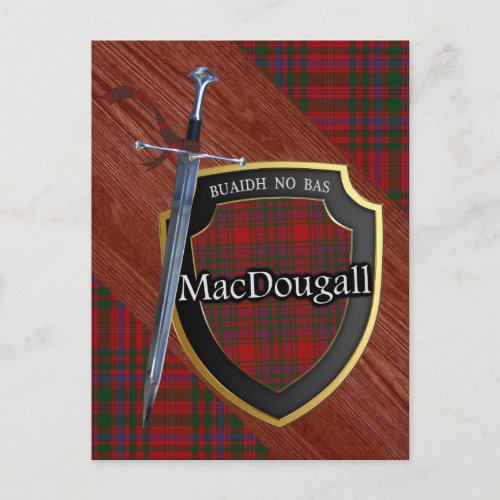 Clan MacDougall Tartan Sword  Shield Postcard