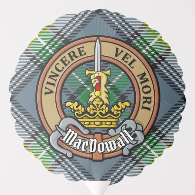 Clan MacDowall Crest over Tartan Balloon (Front)