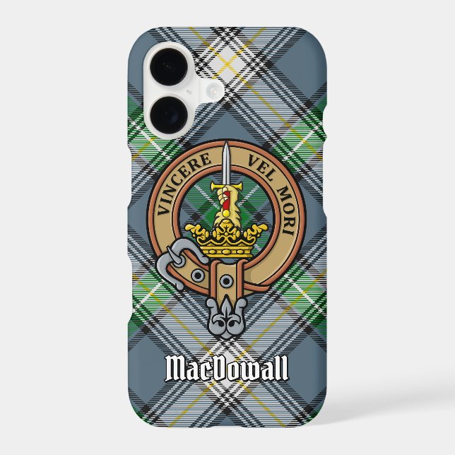 Clan MacDowall Crest over Tartan Case-Mate iPhone Case (Back)