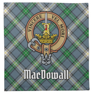 Clan MacDowall Crest over Tartan Cloth Napkin