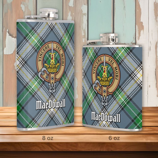 Clan MacDowall Crest over Tartan Flask (Creator Uploaded)