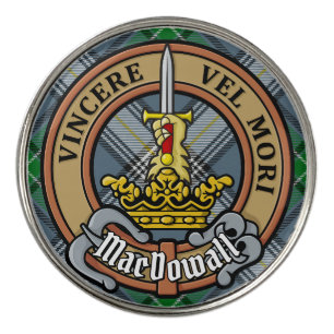 Clan MacDowall Crest over Tartan Golf Ball Marker