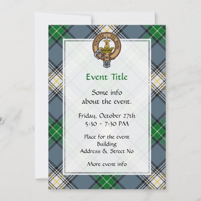 Clan MacDowall Crest over Tartan Invitation (Front)