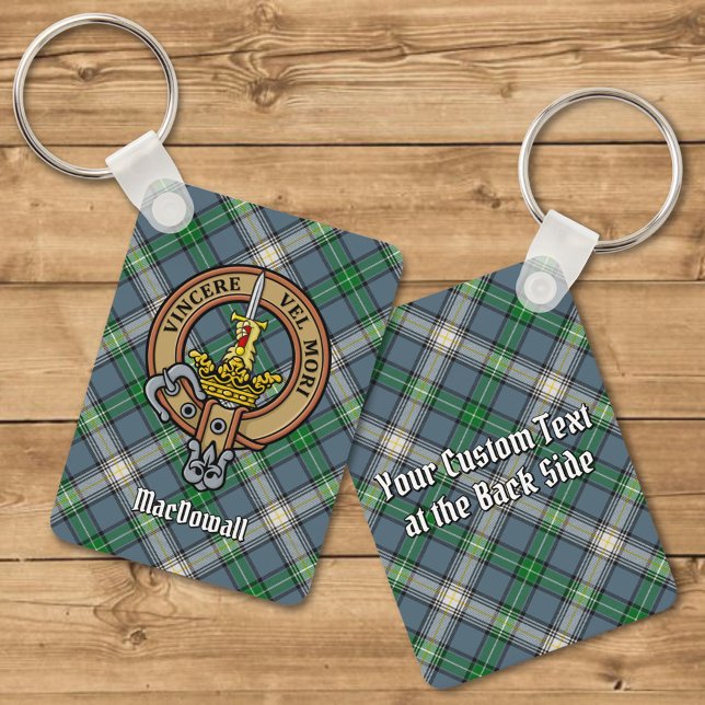 Clan MacDowall Crest over Tartan Keychain (Creator Uploaded)