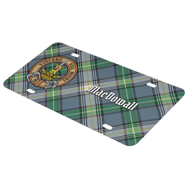 Clan MacDowall Crest over Tartan License Plate (Side)