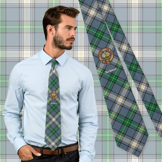 Clan MacDowall Crest over Tartan Neck Tie (Creator Uploaded)