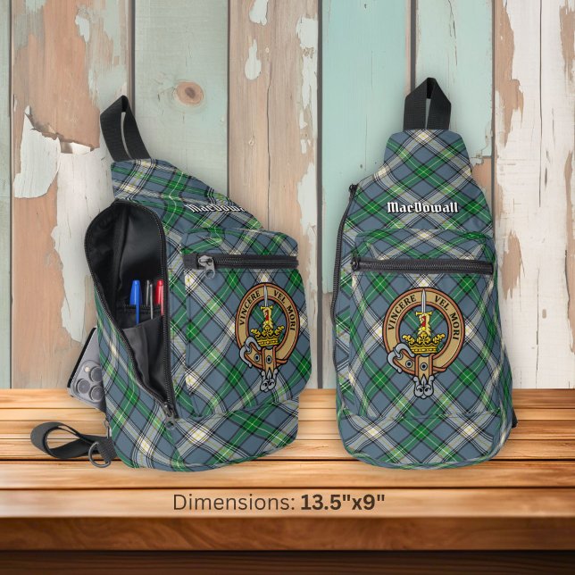 Clan MacDowall Crest over Tartan Sling Bag (Creator Uploaded)