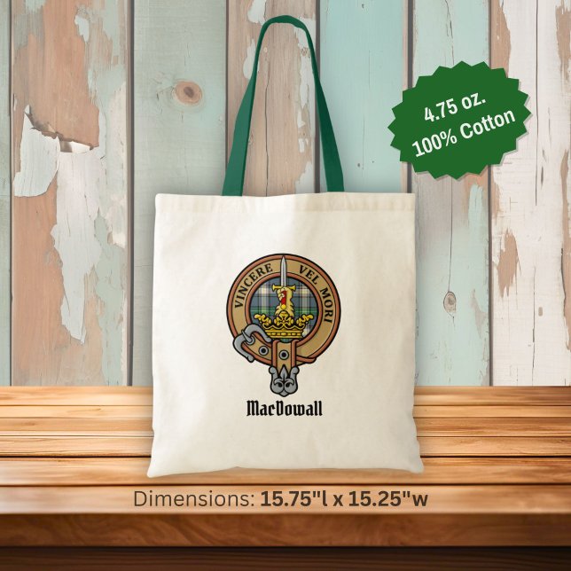 Clan MacDowall Crest over Tartan Tote Bag (Creator Uploaded)