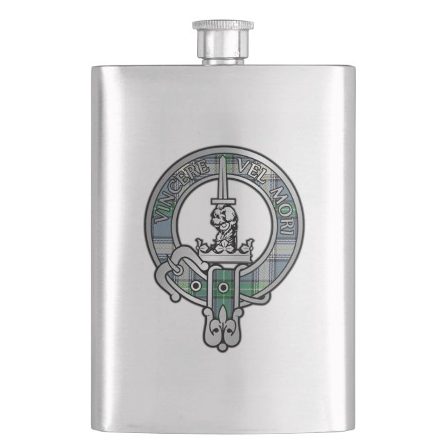 Clan MacDowall Crest & Tartan Flask (Front)
