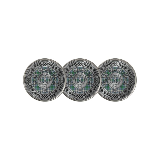 Clan MacDowall Crest & Tartan Knot Golf Ball Marker (3 Up)