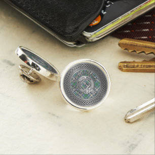 Clan MacDowall Crest & Tartan Knot Lapel Pin
