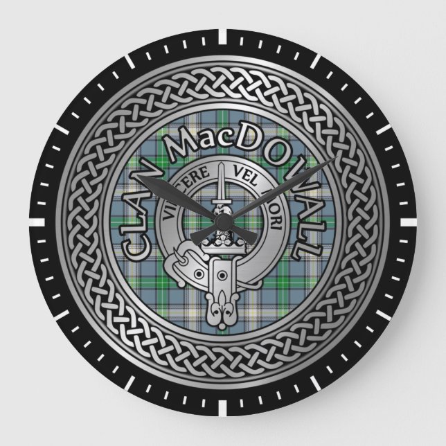 Clan MacDowall Crest & Tartan Knot Large Clock (Front)