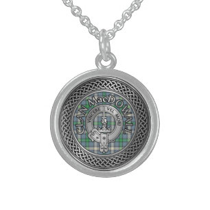 Clan MacDowall Crest & Tartan Knot Sterling Silver Necklace