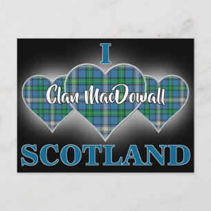 Clan MacDowall I Love Scotland Tartan Heart Postcard