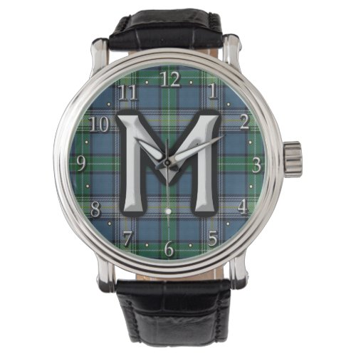 Clan MacDowall McDowell Letter M Monogram Tartan Watch