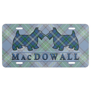 Clan MacDowall Tartan Scottie Dogs License Plate