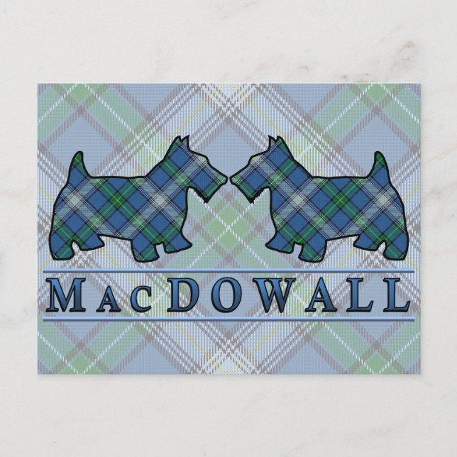 Clan MacDowall Tartan Scottie Dogs Postcard (Front)