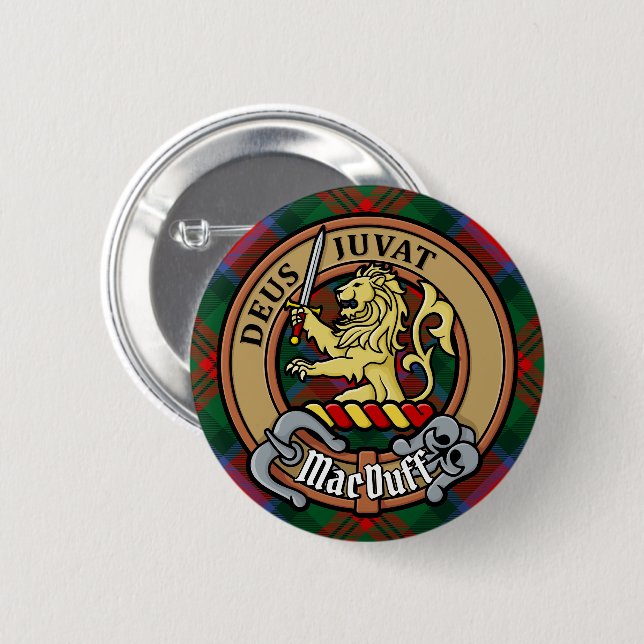 Clan MacDuff Crest over Tartan Button (Front & Back)