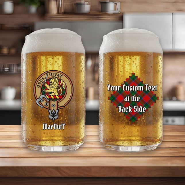 Clan MacDuff Crest over Tartan Can Glass (Creator Uploaded)