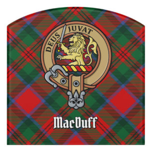 Clan MacDuff Crest over Tartan Door Sign