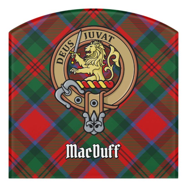 Clan MacDuff Crest over Tartan Door Sign (Contour Front)