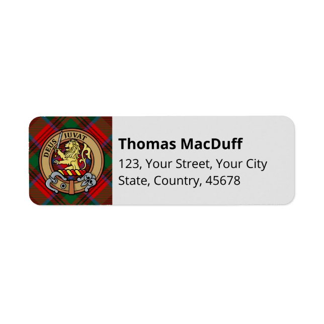 Clan MacDuff Crest over Tartan Label (Front)