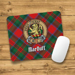 Clan MacDuff Crest over Tartan Mouse Pad<br><div class="desc">Clan MacDuff crest badge surrounded by a strap and buckle over tartan background. Custom text.</div>