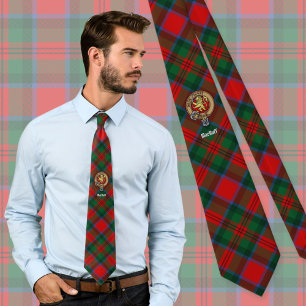 Clan MacDuff Crest over Tartan Neck Tie