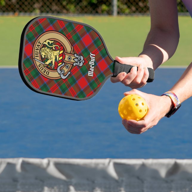 Clan MacDuff Crest over Tartan Pickleball Paddle (Insitu)