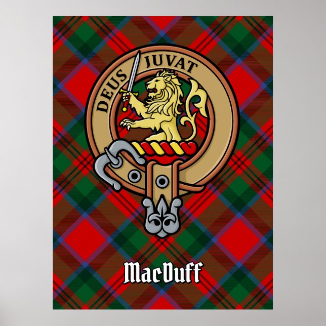 Clan MacDuff Crest over Tartan Poster (Front)