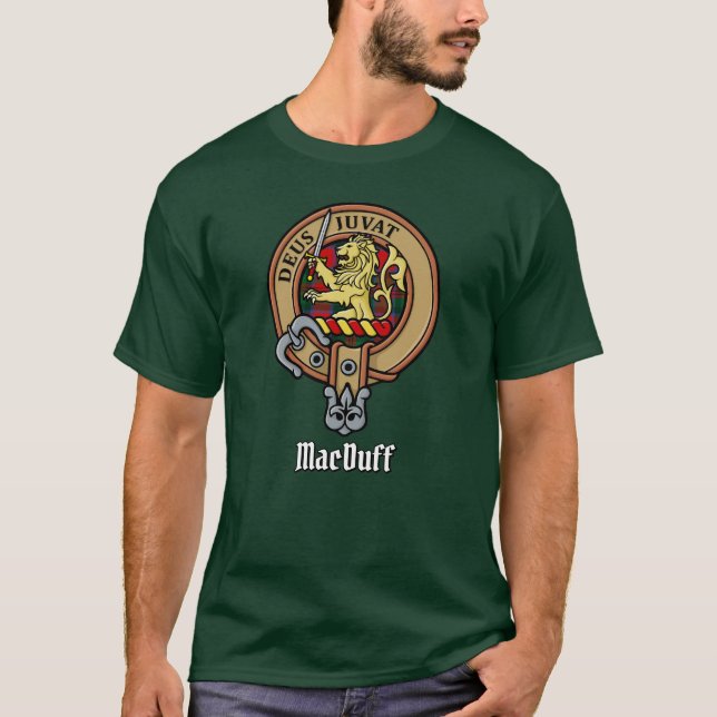 Clan MacDuff Crest over Tartan T-Shirt (Front)